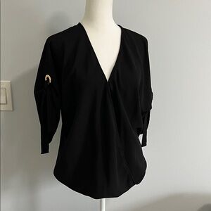 Michael Kors Black V-Neck Wrap Women's Top